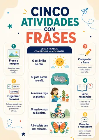 Prévia do infográfico: Cinco Atividades com Frases