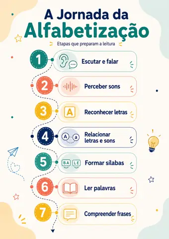 Prévia do infográfico: A Jornada da Alfabetização